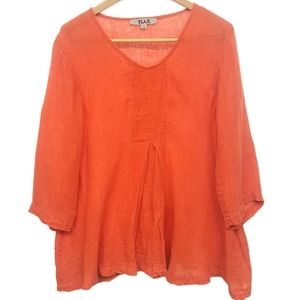 FLAX Linen Gauge Woodstock V-Neck Tunic Top size L